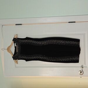 Calvin Klein Black Sheath Dress Rhinestone Details size 2